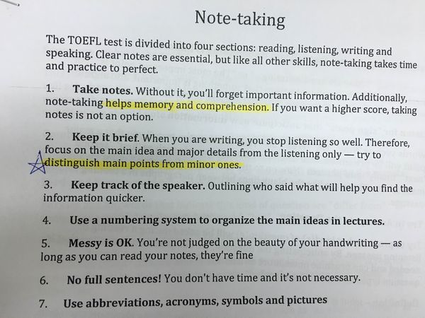 TOEFL-iBT托福116分準備心得＆托福補習班推薦 － 分享補習班托福TOEFL老師的上課講義